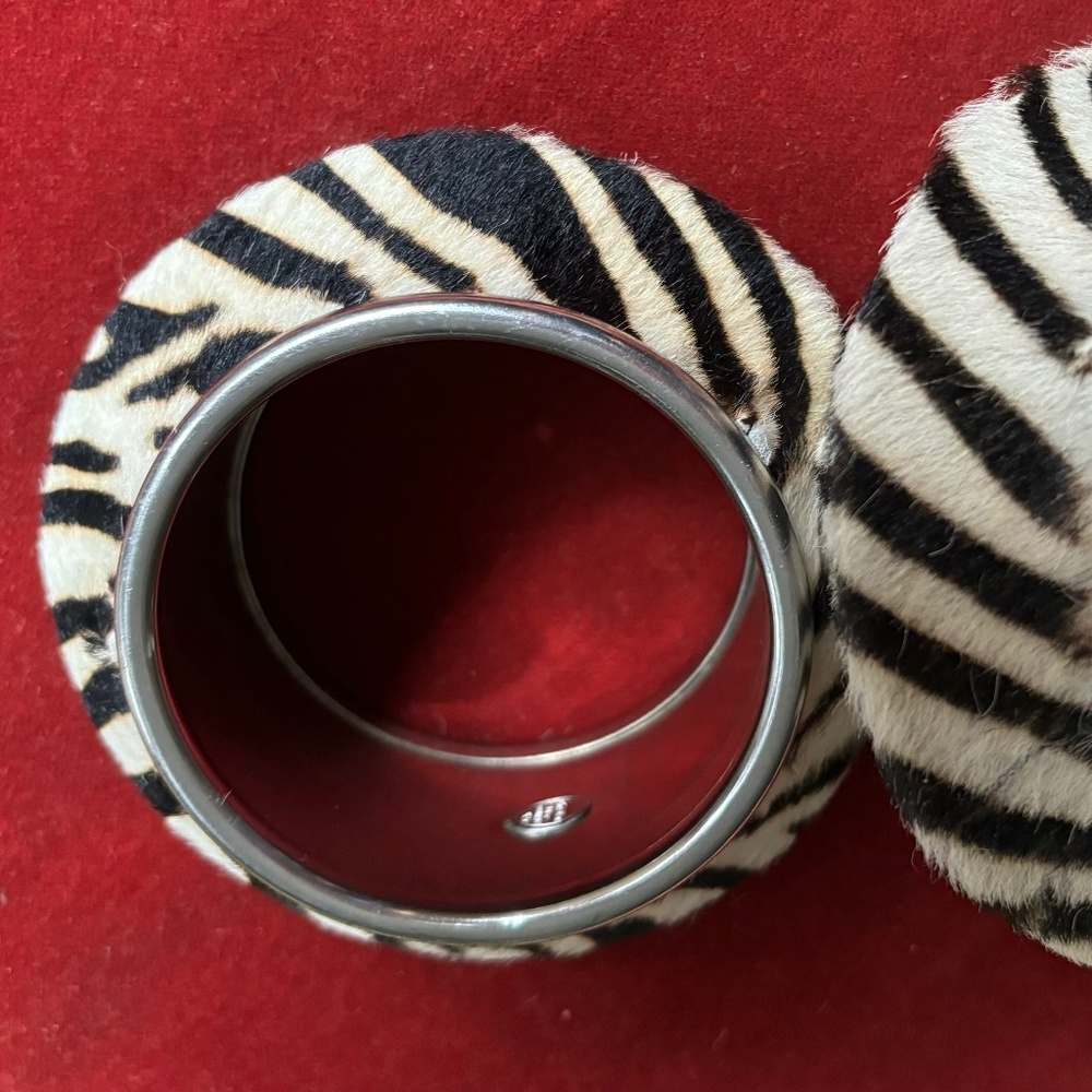 Christian Dior vintage 1960s Zebra Pony Hair Bangle Bracelets